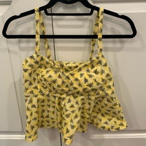 Bee patterned tank top with zipper